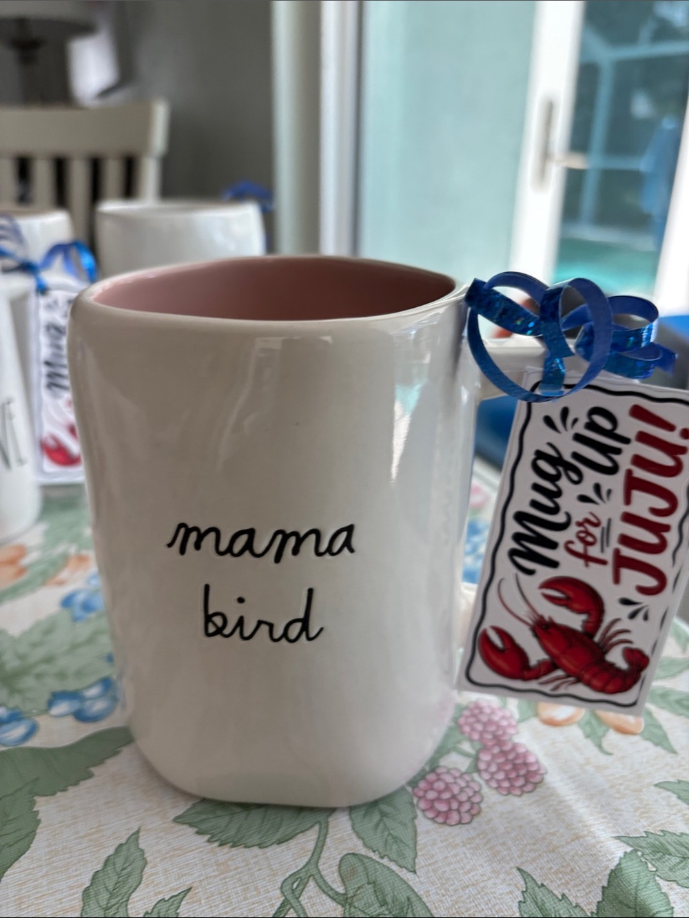 Rae Dunn 'mama bird' Mug with Pink Interior